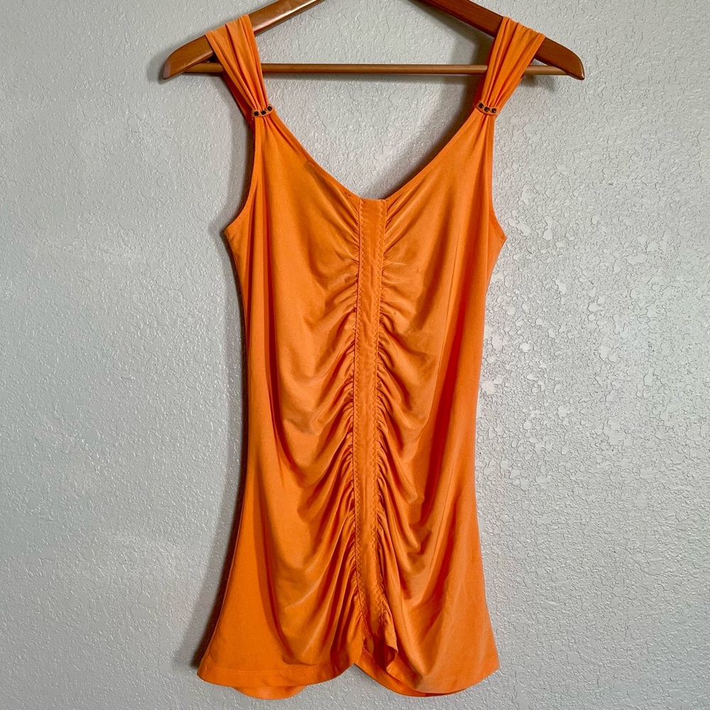 Express - Orange Sleveless Fitted Tank Top - Size S